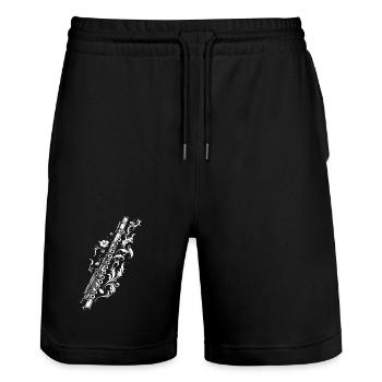 Flute Drawing - Stanley/Stella Trainer Unisex Organic Jogging Shorts - black - Front - Nik (191cm) & Marisol (170cm)