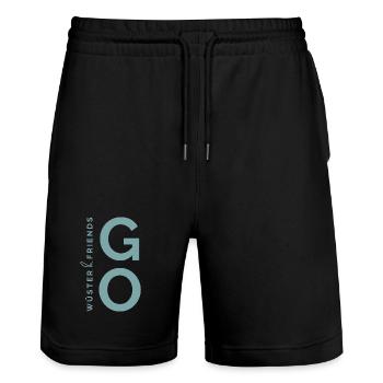 Wüster&friends GO Logo Grün - Stanley/Stella Unisex Bio Joggingshorts Trainer  - Schwarz - Vorne - Nik (191cm) & Marisol (170cm)