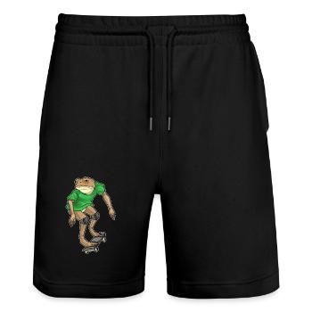 Frog Skater Skateboard - Stanley/Stella Trainer Unisex Organic Jogging Shorts - black - Front - Nik (191cm) & Marisol (170cm)