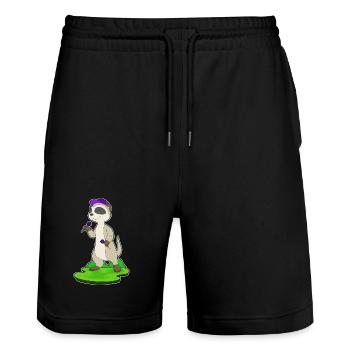 Erdmännchen Dart Dartpfeil - Stanley/Stella Unisex Bio Joggingshorts Trainer  - Schwarz - Vorne - Nik (191cm) & Marisol (170cm)