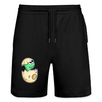 Baby dinosaur in egg - Stanley/Stella Trainer Unisex Organic Jogging Shorts - black - Front - Nik (191cm) & Marisol (170cm)