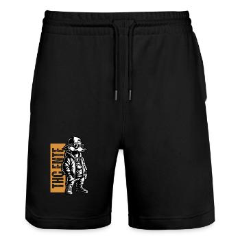 Duckin High – Urban Duck Art THC Ente - Stanley/Stella Trainer Unisex Organic Jogging Shorts - black - Front - Nik (191cm) & Marisol (170cm)