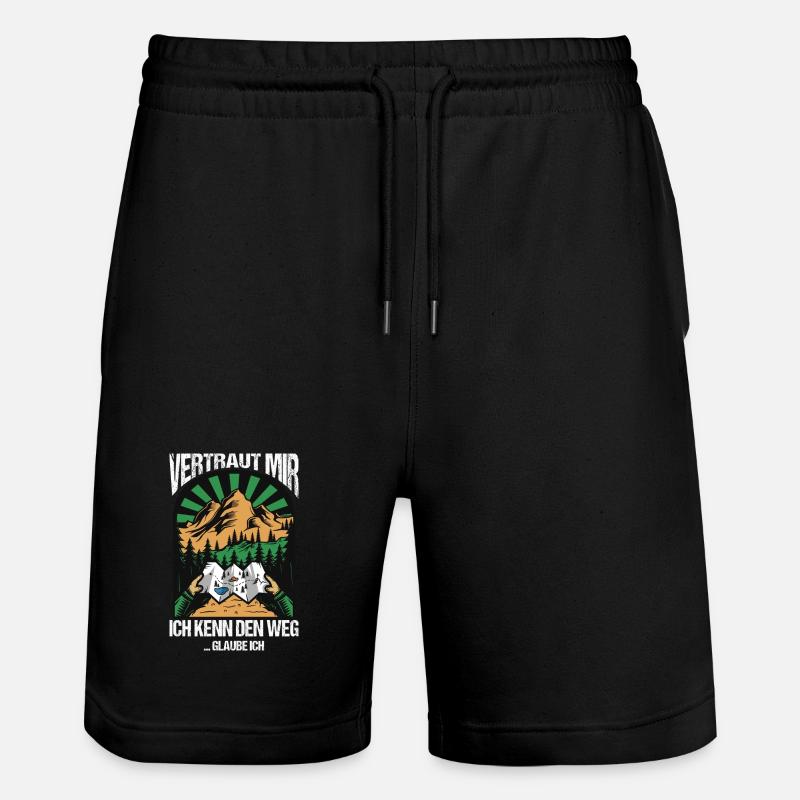 Wandern Sprüche Wanderer Wanderoutfits - Stanley/Stella Unisex Bio Joggingshorts Trainer  - Schwarz