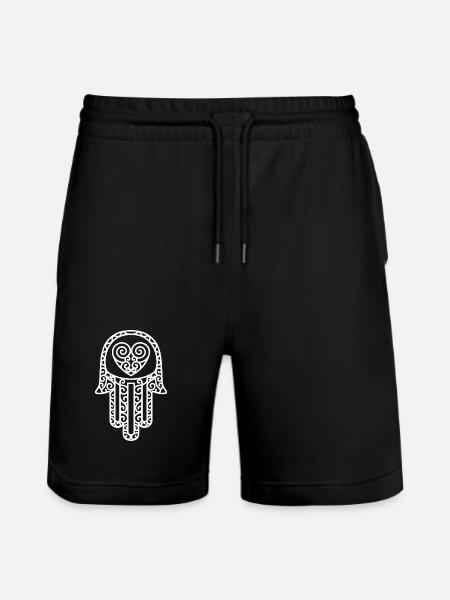 Hamsa – Hand of Fatima: Protection & Happiness - Stanley/Stella Trainer Unisex Organic Jogging Shorts - black
