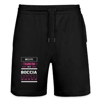Best Female Boccia Coach Boule Game - Stanley/Stella Trainer Unisex Organic Jogging Shorts - black - Front - Nik (191cm) & Marisol (170cm)