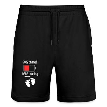Baby-Ladeakku 50% - Stanley/Stella Unisex Bio Joggingshorts Trainer  - Schwarz - Vorne - Nik (191cm) & Marisol (170cm)