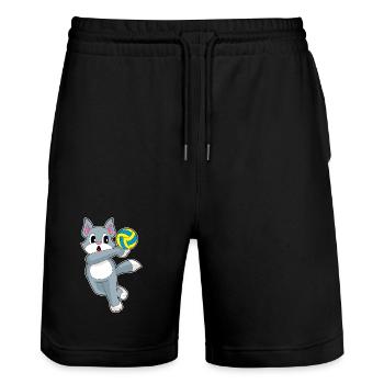 Chat Joueur de Volley-ball Volley-ball Sport - Short de jogging bio TRAINER Stanley/Stella unisexe - noir - Devant - Nik (191cm) & Marisol (170cm)