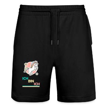 Licorne pastel Je suis moi - Short de jogging bio TRAINER Stanley/Stella unisexe - noir - Devant - Nik (191cm) & Marisol (170cm)