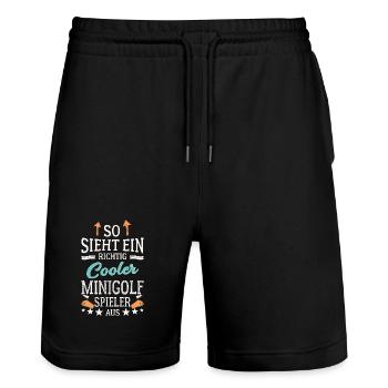 So sieht ein richtig cooler Minigolfspieler aus  - Stanley/Stella Trainer Unisex Organic Jogging Shorts - black - Front - Nik (191cm) & Marisol (170cm)