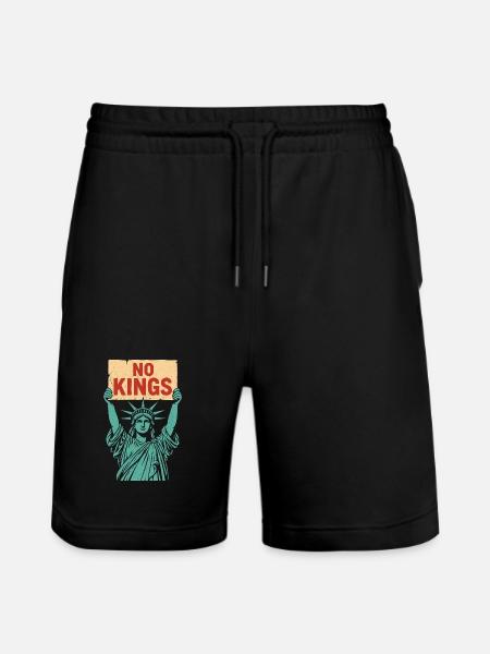 No Kings Patriotic Anti-Monarchy Liberty USA - Stanley/Stella Trainer Unisex Organic Jogging Shorts - black