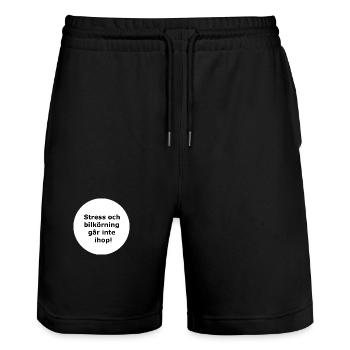 Stress und Autofahren,,,(Weißer Kreis) - Stanley/Stella Unisex Bio Joggingshorts Trainer  - Schwarz - Vorne - Nik (191cm) & Marisol (170cm)