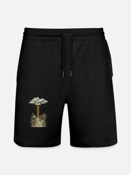 Mystischer Regenbogenstrahl im Pilzwald - Stanley/Stella Unisex Bio Joggingshorts Trainer  - Schwarz