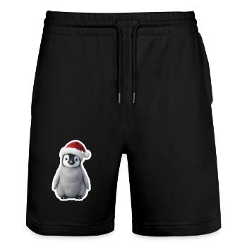 Little penguin in winter magic - Stanley/Stella Trainer Unisex Organic Jogging Shorts - black - Front - Nik (191cm) & Marisol (170cm)