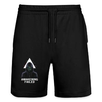 Éveil raté – Bug dans Hood - Short de jogging bio TRAINER Stanley/Stella unisexe - noir - Devant - Nik (191cm) & Marisol (170cm)