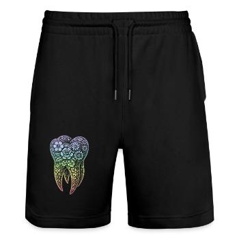 Flowers tooth in gradient - Stanley/Stella Trainer Unisex Organic Jogging Shorts - black - Front - Nik (191cm) & Marisol (170cm)