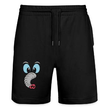 Elefant | Big Face Kostüm Karneval Verkleidung - Stanley/Stella Unisex Bio Joggingshorts Trainer  - Schwarz - Vorne - Nik (191cm) & Marisol (170cm)
