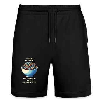 Désordre de câbles démêlé | Gestion du câble - Short de jogging bio TRAINER Stanley/Stella unisexe - noir - Devant - Nik (191cm) & Marisol (170cm)