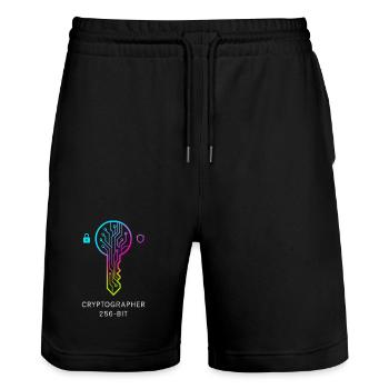 Experte für Kryptographie und 256-Bit-Sicherheit - Stanley/Stella Unisex Bio Joggingshorts Trainer  - Schwarz - Vorne - Nik (191cm) & Marisol (170cm)