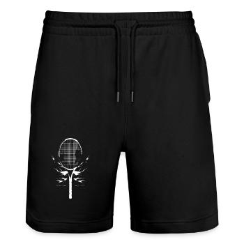 Tennis Racket Sketch - Stanley/Stella Trainer Unisex Organic Jogging Shorts - black - Front - Nik (191cm) & Marisol (170cm)