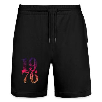 Millésime 1976 - Short de jogging bio TRAINER Stanley/Stella unisexe - noir - Devant - Nik (191cm) & Marisol (170cm)