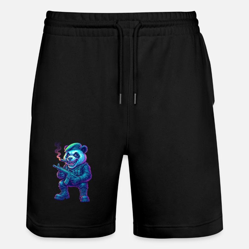 Neon Panda Söldner - Stanley/Stella Unisex Bio Joggingshorts Trainer  - Schwarz
