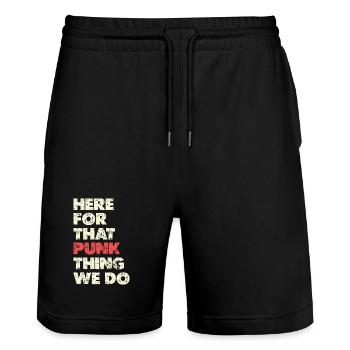 Here For That Punk Thing Typo - Stanley/Stella Trainer Unisex Organic Jogging Shorts - black - Front - Nik (191cm) & Marisol (170cm)