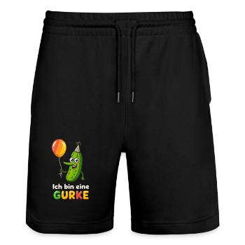 Costume de concombre Légumes Drôle Vegan Carnaval - Short de jogging bio TRAINER Stanley/Stella unisexe - noir - Devant - Nik (191cm) & Marisol (170cm)
