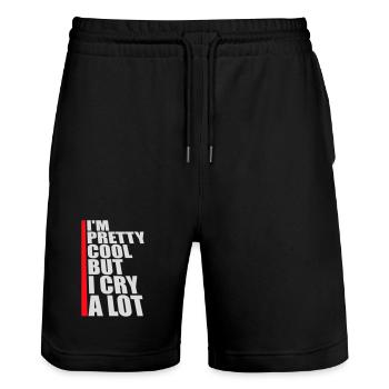 I'm Pretty Cool But I Cry A Lot Funny Emotional - Stanley/Stella Trainer Unisex Organic Jogging Shorts - black - Front - Nik (191cm) & Marisol (170cm)