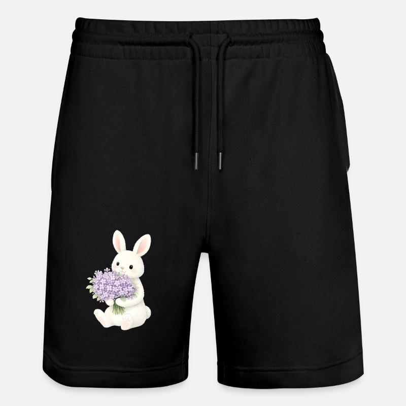 Lapin avec illustration lilas - Short de jogging bio TRAINER Stanley/Stella unisexe - noir