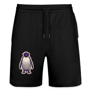 Penguin with sunglasses - Stanley/Stella Trainer Unisex Organic Jogging Shorts - black - Front - Nik (191cm) & Marisol (170cm)