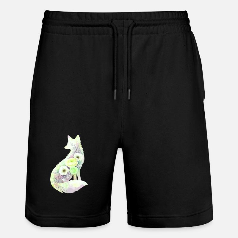 Fuchs Silhouette Aquarell Blumen - Stanley/Stella Unisex Bio Joggingshorts Trainer  - Schwarz