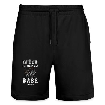 Glück ist wenn der Bass einsetzt / Bassist, Band - Stanley/Stella Unisex Bio Joggingshorts Trainer  - Schwarz - Vorne - Nik (191cm) & Marisol (170cm)