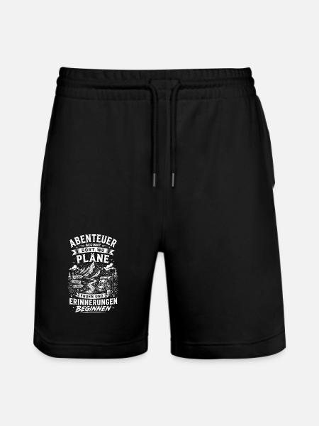 Abenteuer beginnt wo Pläne enden - Stanley/Stella Unisex Bio Joggingshorts Trainer  - Schwarz