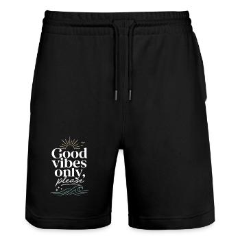 Gute Vibes Nur Bitte – Sonne & Meer - Stanley/Stella Trainer Unisex Organic Jogging Shorts - black - Front - Nik (191cm) & Marisol (170cm)
