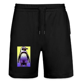 Pinguin - Stanley/Stella Unisex Bio Joggingshorts Trainer  - Schwarz - Vorne - Nik (191cm) & Marisol (170cm)