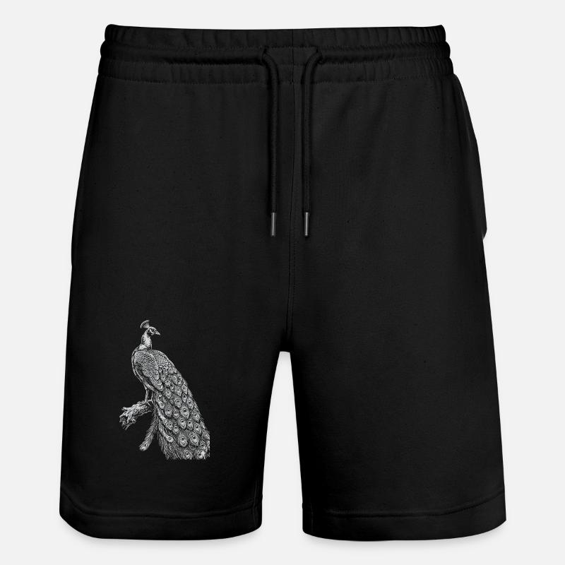 Peacock Lace on Black - Stanley/Stella Trainer Unisex Organic Jogging Shorts - black