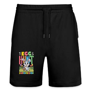 Frohe Ostern Süßer Osterhase Eiersuche Ostereier - Stanley/Stella Unisex Bio Joggingshorts Trainer  - Schwarz - Vorne - Nik (191cm) & Marisol (170cm)