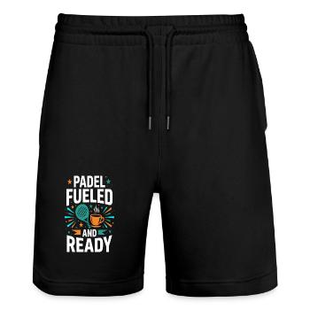 Padel-mädchen Padel-spieler Padel-tennis-geschenk - Stanley/Stella Unisex Bio Joggingshorts Trainer  - Schwarz - Vorne - Nik (191cm) & Marisol (170cm)