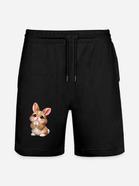 Cute Rabbit: Loving Cuddle - Stanley/Stella Trainer Unisex Organic Jogging Shorts - black