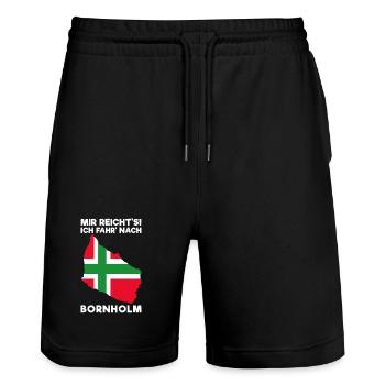 Bornholm Spruch - Stanley/Stella Unisex Bio Joggingshorts Trainer  - Schwarz - Vorne - Nik (191cm) & Marisol (170cm)