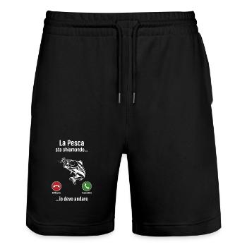 Maglietta Divertente Pesca - Regalo Pescatore - Short de jogging bio TRAINER Stanley/Stella unisexe - noir - Devant - Nik (191cm) & Marisol (170cm)