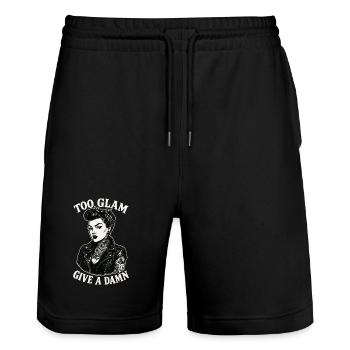 Pin-Up Girl: Too Glam to Give a Damn Biker - Stanley/Stella Trainer Unisex Organic Jogging Shorts - black - Front - Nik (191cm) & Marisol (170cm)