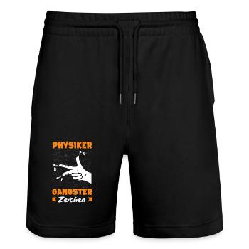 Physiker Gangster Zeichen - Stanley/Stella Unisex Bio Joggingshorts Trainer  - Schwarz - Vorne - Nik (191cm) & Marisol (170cm)