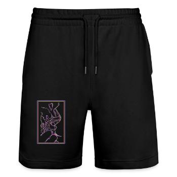 Genüsslich Eis essen - Stanley/Stella Unisex Bio Joggingshorts Trainer  - Schwarz - Vorne - Nik (191cm) & Marisol (170cm)