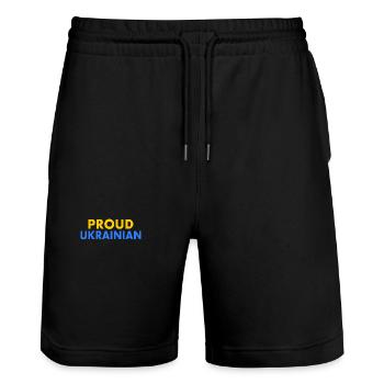 Proud ukrainian - Stanley/Stella Trainer Unisex Organic Jogging Shorts - black - Front - Nik (191cm) & Marisol (170cm)