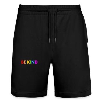 Be kind - Stanley/Stella Trainer Unisex Organic Jogging Shorts - black - Front - Nik (191cm) & Marisol (170cm)