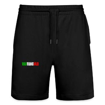 Vaffanculo - Stanley/Stella Trainer Unisex Organic Jogging Shorts - black - Front - Nik (191cm) & Marisol (170cm)