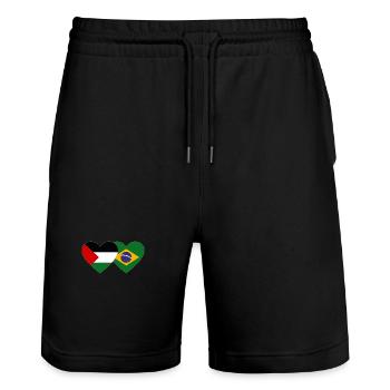 Palestine Brésil Drapeau Coeur - Short de jogging bio TRAINER Stanley/Stella unisexe - noir - Devant - Nik (191cm) & Marisol (170cm)