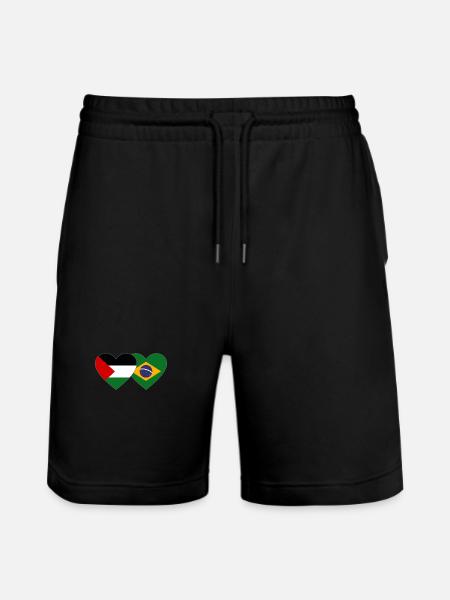 Palestine Brazil Flag Heart - Stanley/Stella Trainer Unisex Organic Jogging Shorts - black