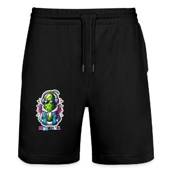 Digga Chill - Stanley/Stella Trainer Unisex Organic Jogging Shorts - black - Front - Nik (191cm) & Marisol (170cm)